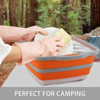 Collapsible Cutting Board with Container, Foldable Camping Sink with Colander, BBQ Prep Tub with Lid, Multifunction Dish Basi