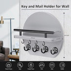 Nekon Key Holder for Wall - 9.8 Inch Apartment Wall Decor with Shelf and 8 Key Hooks, Circular Wood Key Hanger for Home Decor