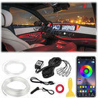 Interior Car LED Strip Lights RGB Fiber Optic Trim Lighting 5 in 1，Wireless APP Ambient Lighting Kits 236 inches Fiber Optic, 16 Million Colors Car Neon Lights, Music Sync