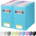 BALEINE File Organizer Box, Cardboard File Folder Organizer with Handle for Letter Size, Portable Collapsible Hanging Filing 
