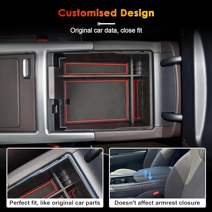 for 2024 Hyundai Palisade Center Console Organizer Tray for 2023-2025 Palisade SE/SEL/XRT/Limited/Calligraphy Armrest Box Secondary Storage Glove Box Insert Accessories (23-25 Palisade Red Trim)