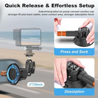 COMAN 3'' Suction Cup Camera Mount with Ball Head Magic Arm, Metal Camera Suction Mount for Action Cameras iPhone, Quick Release Car Mount with 1/4" & 3/8" Mounting Holes for Car Windshield Window