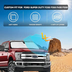 for Ford Super Duty F250 F350 F450 F550 2017-2025 2026 Windshield Sun Shade - 4 Layers Car Sunshades for Front Window Shade Cover Custom Fit F-250 Sun Visor 250T Shade Blocks UV Rays Car Accessories
