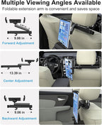 Backseat Tablet Holder for Car Headrest, Anti-Shake Adjustable Arm Mount for Kids, Foldable Car Tablet Mount for Road Trips, Fits iPad Pro/Air/Mini, Galaxy Tab, Fire (4-13”)
