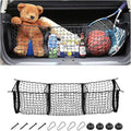 Cargo Net for Car, Expandable 3 Pocket Heavy-Duty Cargo Net Organizer, Black Mesh Storage Pocket with 4 Metal Carabiners Univ