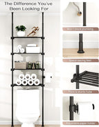 ALLZONE Over The Toilet Storage Cabinet, 4-Tier Adjustable Bathroom Shelves, 22-34 Inch Wide, Tension Mounted Organizer, Spac