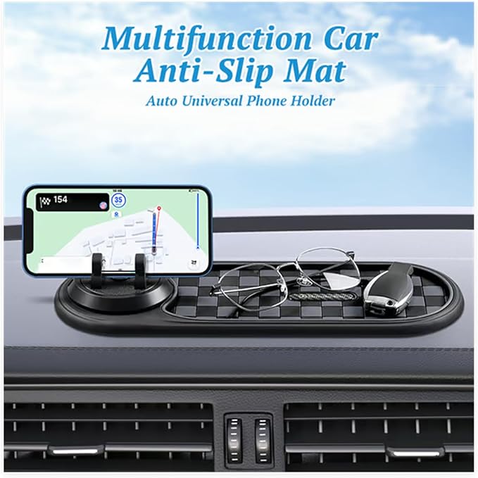 Multifunctional Car Anti-Slip Mat, 360° Rotatable Phone Holder Dashboard Pad with Temporary Parking Number, Rotatable Car Ant