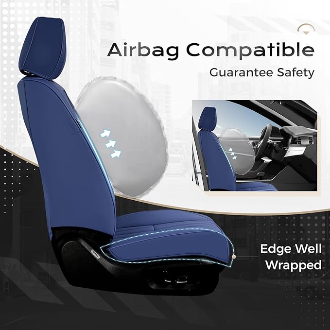 Coverado Car Seat Covers Full Set, Seat Covers for Cars, Car Seat Cover, Car Seat Protector, Leather Car Seat Cushion, Waterp