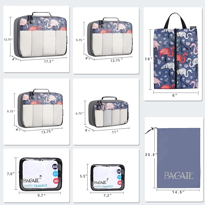 BAGAIL 8 Set/9 Set Packing Cubes Luggage Packing Organizer for Travel, Suitcase Packing Bags for Travel Accessories