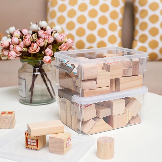 Anywish Small Storage Bins with Lids 3.2 QT- 8 Packs Plastic Storage Containers for Organizing Stackable Clear Storage Boxes,