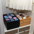 GOBAM Bamboo Closet Drawer Organizer, 15 Compartments - Drawer Divider & Storage Box for Ties, Bras, Briefs, Socks & Jewelry 