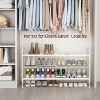 LINZINAR Shoe Rack Long 3 Tier Shoe Storage Organizer Metal Wide Shoe Shelf for Closet Entryway Bedroom 24 Paris Large Capaci