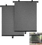 2PCS Car Window Shades for Baby, 17.71"×19.68" Retractable Car Shades for Side Window with Suction Cups,UV Rays Glare Protection Roller Sunshade Visor for Baby, Kids, Pets, Passengers
