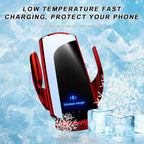 Wireless Car Charger, 15W Fast Charging Air Vent Mount Auto-Clamping Phone Holder, Automotive Electric Induction Charger 360° Rotating Magnetic Vent Mount Bracket for Smartphones (Red)