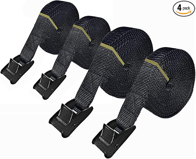 Tie Down Strap,Lashing Straps with Adjustable Buckle Heavy Duty Secure Straps up to 600 lbs for Cargo, Luggage, Bicycles, Motorcycles, Truck, SUV, Car Roof Rack, Canoe (Black, 9.8ft)