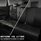 CAR PASS Luxury Faux Leather Rear Bench Car Seat Covers, Waterproof Anti Slip Back Seat Covers, Deluxe Automotive Backseat Co