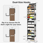 Mefirt Over The Door Organizer, 7 Tier Door Hanging Organizers with 7 Large Pockets 12 Side Pockets, Behind Door Storage Hang