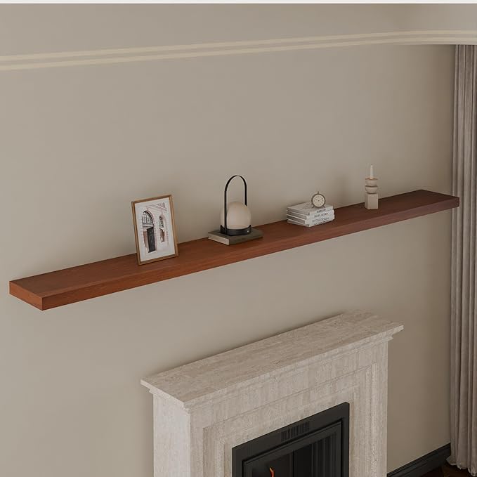 IEO Long Wooden Floating Shelves for Room Wall, Natural Wood Floating Shelves Wall Mounted Kitchen Shelf for Living Room, Bed