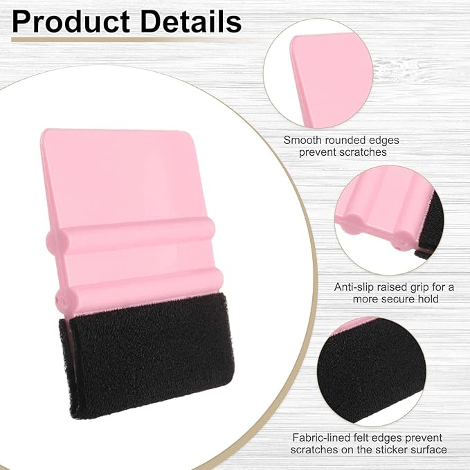 HARFINGTON 10pcs Car Vinyl Scraper 4inch Vinyl Squeegee Felt Edge Squeegee Tool for Car Window Tint Wallpaper Decal Sticker Installation Crafts Car Wrap Paste, Pink