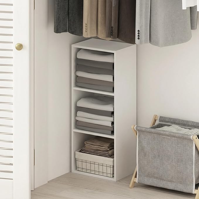 Furinno PASIR Book Shelf, 3-Cube Bookcase, Standing Bookshelf, Open Storage Shelf, Closed Back, Easy Assembly, 9.3 x 12 x 31.