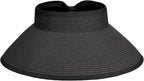 Sun Visor Hat for Women, Wide Brim Straw Summer UV Protection Hat, Foldable Roll-up Packable Beach Cap