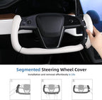 Steering Wheel Cover for Tesla Yoke Steering Wheel Cover Customzied for Tesla Model S 2021-Present/Model X 2021-Present Accessories,Anti-Slip,Comfortable Grip,Breathable,Matte White