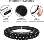 Cute Black White Polka Dots Steering Wheel Cover for Women, Universal Fit 14-15 inch,Automotive Interior Accessories Decorati