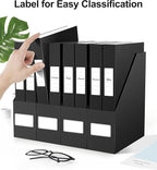 JiaWei A4 Storage File Boxes, Black Archives Cases with Lid, 9.4×1.5×12.5 Inches Document Storage Filing Box for Office