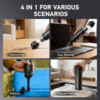 Car Vacuum Portable Cordless,18000Pa 4in1 Portable Handheld Cleaner Vacuum &Air Duster 2 Suction Modes Power Blowing&Inflatin