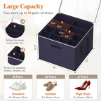 Lifewit Shoe Storage Organizer for Closet, Fabric Large Shoe Box Storage Containers with Clear Cover, Foldable Bins for Boots