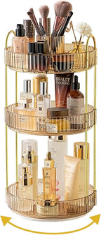 Asayuee 360 Rotating Makeup Organizer,3 Tier Large Capacity Make Up Organizers and Storage,Skincare Perfume Vanity Organizers