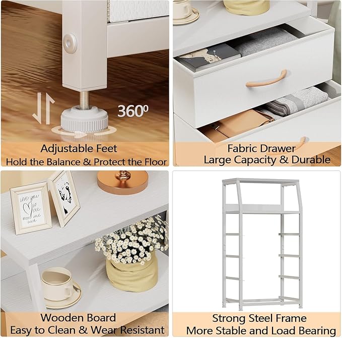Furnulem Tall 4 Drawers Dresser, Vertical Storage Tower for Bedroom, Hallway, Entryway, Nursery, Closet Organizer, Nightstand