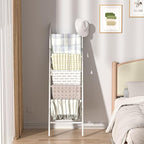 Honest Blanket Ladders for The Living Room, 6-Tier Blanket Holder, Wall-Leaning Blanket Rack, Ladder Shelves, Wooden Quilt La