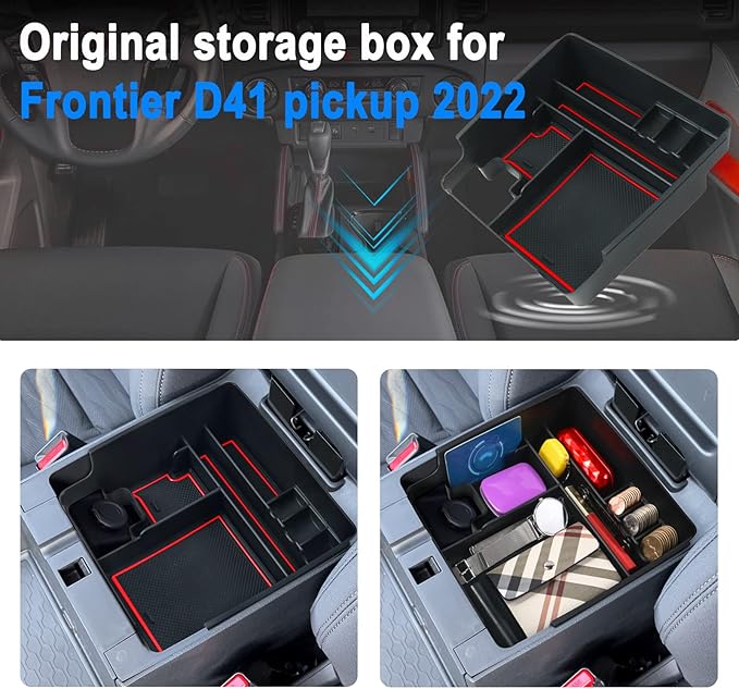 SHAOHAO for 2025 2026 Nissan Frontier Center Console Organizer Tray 2022-2025 2026 Nissan Frontier (S/SV/Pro-X/Pro-4X/SL) Console Tray Frontier 2023 2024 2025 2026 Accessories Armrest Box Organizer