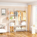 Neprock Clothing Racks for Hanging Clothes with Shelves, Portable Closet System Organizer Garment Rack for Clothes Storage, M