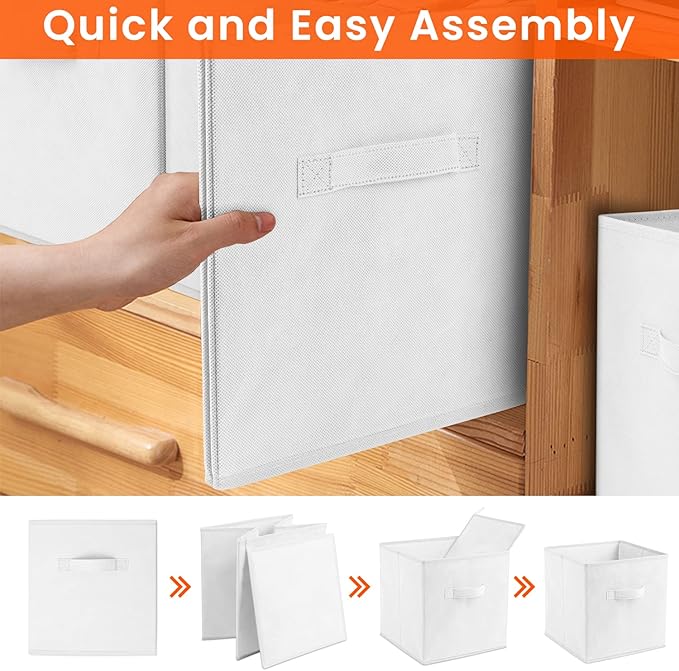 Criusia Storage Cubes - 13 Inch Heavy Duty Fabric Storage Bins for Shelves Closet Cube Organizer - 8 Pack Collapsible Cube St