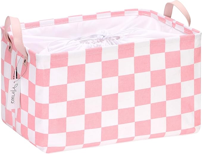 Hinwo Large Canvas Fabric Storage Basket with Handles, 33L/8.6-Gal Rectangle Bin, Collapsible Storage Box, Clothes, Toys, Bla