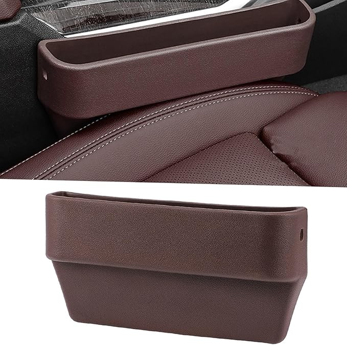 Car Seat Gap Filler Organizer, Seat Side Gap Plug with Storage Avoids Things Falling, Universal Fit Fill the Gap Between Seat and Console, Perfect for Car, SUV, Truck (Brown-1 Pack)