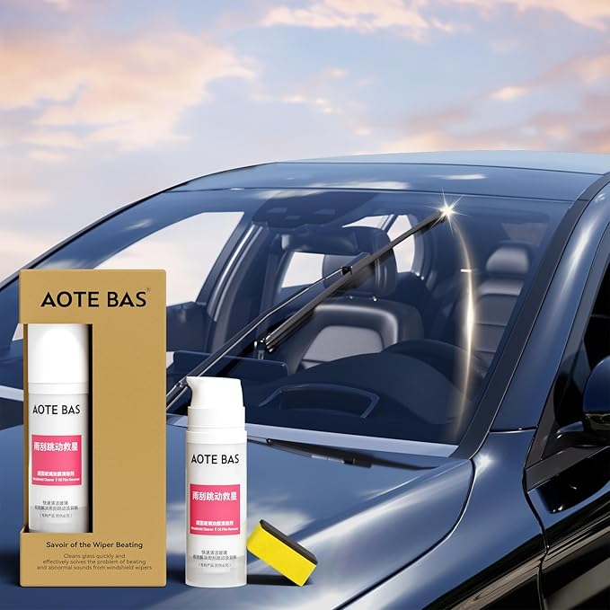 Windshield Cleaner Oll Film Remover & Rain Repellent for Car- Abrasive Glass Cleaner Remove- Oily Stains & Remains of Other C