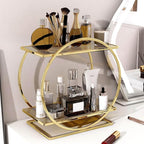 Perfume Organizer for Dresser, 2 Tier Bathroom Counter Organizers and Storage, Gold Makeup Organizer for Vanity, Bathroom Acc