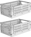 Tixill 2-Pack Mini Foldable Plastic Baskets for Organizing and Storage, Collapsible Storage Crate for Home Kitchen Bedroom Ba