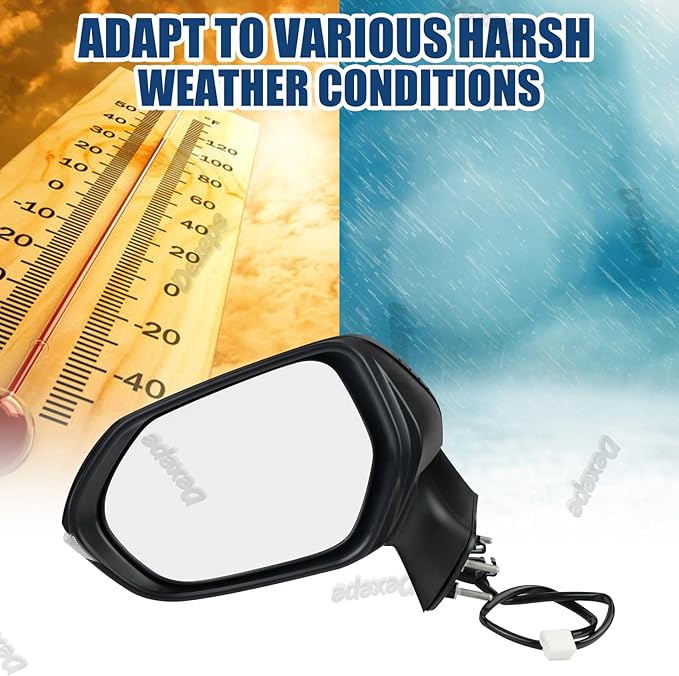 Driver Side Mirror Assembly Compatible with Toyota Corolla 2020-2025 Heated Power Adjustable Glass Replace 8794012L00, TO1320392, 8794002929, 8794002917 Black (5Pin Left)