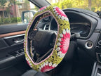 Crochet Sunflower Car Steering Wheel Covers Universal 14-15 inch for Women/Men (A,Steering Wheel Cover)