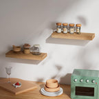 INHABIT UNION Oak Floating Shelves Wood for Wall 15.7in Wall Mounted Display Ledge Shelves Perfect for Bedroom, Bathroom, Liv