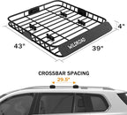 WILDROAD Roof Rack Cargo Basket, Upgraded 4” Fence Car Roof Basket, 43"x 39"x 4" Universal Car Top Luggage Holder Carrier Basket Fits for SUV Truck Cars