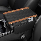 NBTEPEM Bling Car Center Console Cover, Leather Car Arm Rest Cover Cushion with 2 Storage Bags, Universal Auto Armrest Protector Storage Box, Bling Accessories Interior for Most Vehicles (Orange)