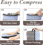 U+U 10 Set Compression Packing Cubes - Ultralight Travel Organizers with Laundry Bag and Cosmetic Bag, Space-Saving Suitcase 