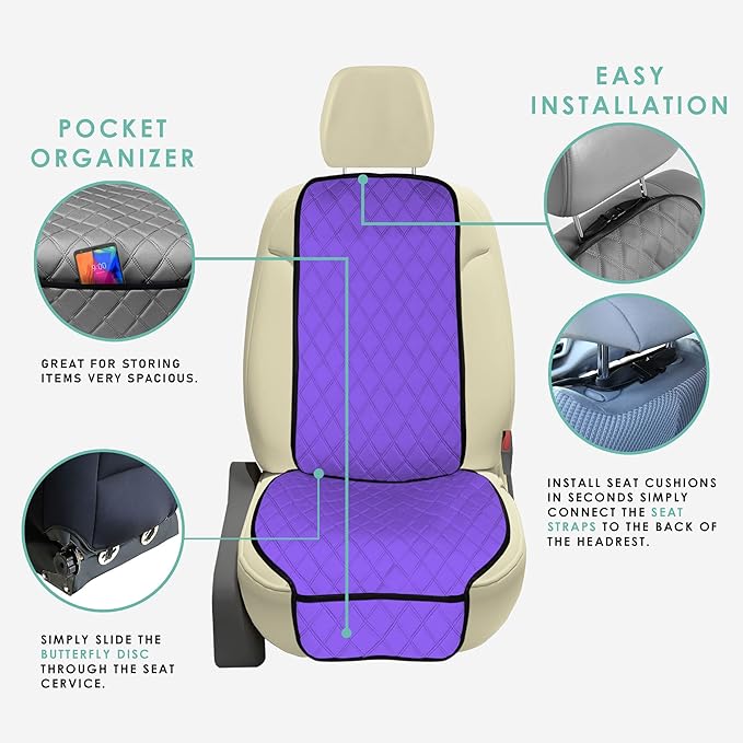 FH Group Car Seat Cushion – Neosupreme Single Front Seat Cover with Front Pockets, Airbag Compatible, Universal Fit Car Seat 