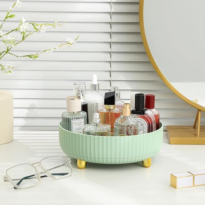 Anyoifax Makeup Perfume Organizer Tray 360 Degree Rotating Lazy Susan Skincare Lotion Organizer Spinning Cosmetics Storage fo