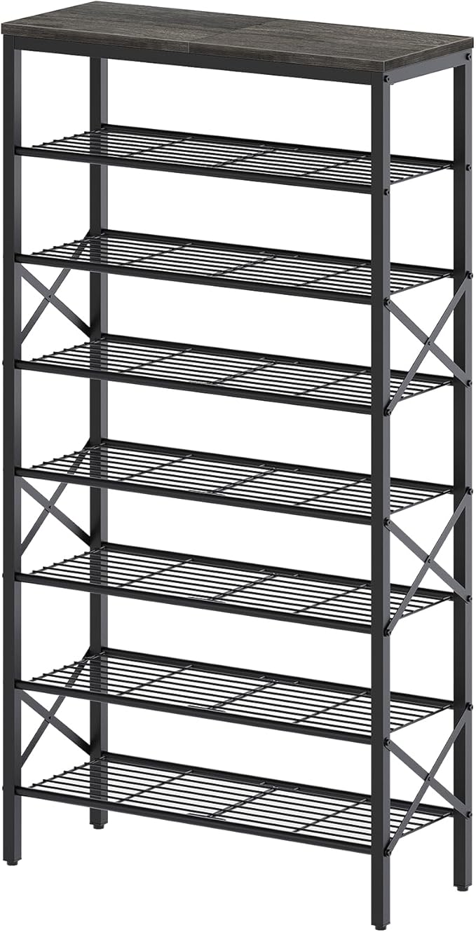 YATINEY 8 Tier Shoe Rack, Large Capacity Shoe Storage Organizer Holds 32 Pairs, Sturdy and Stable, for Entryway, Hallway, Clo